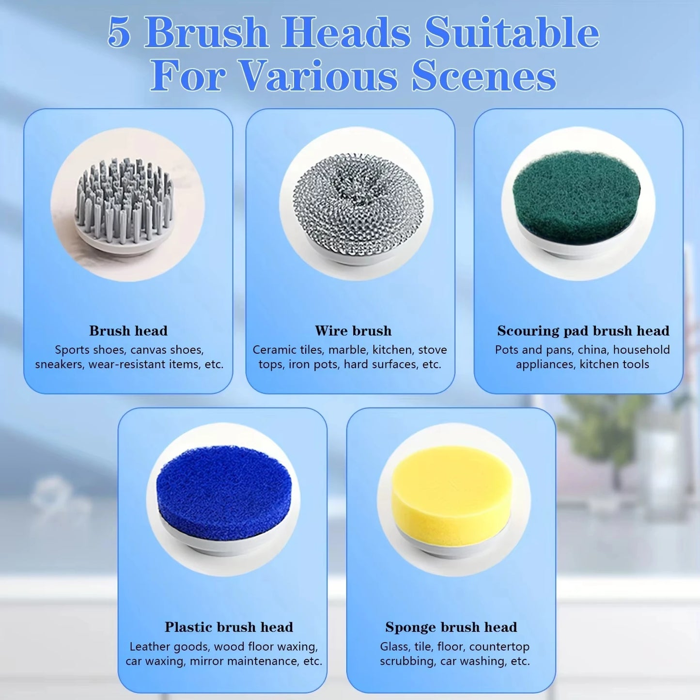 Electric Spin Scrubber 5 Heads LED Display