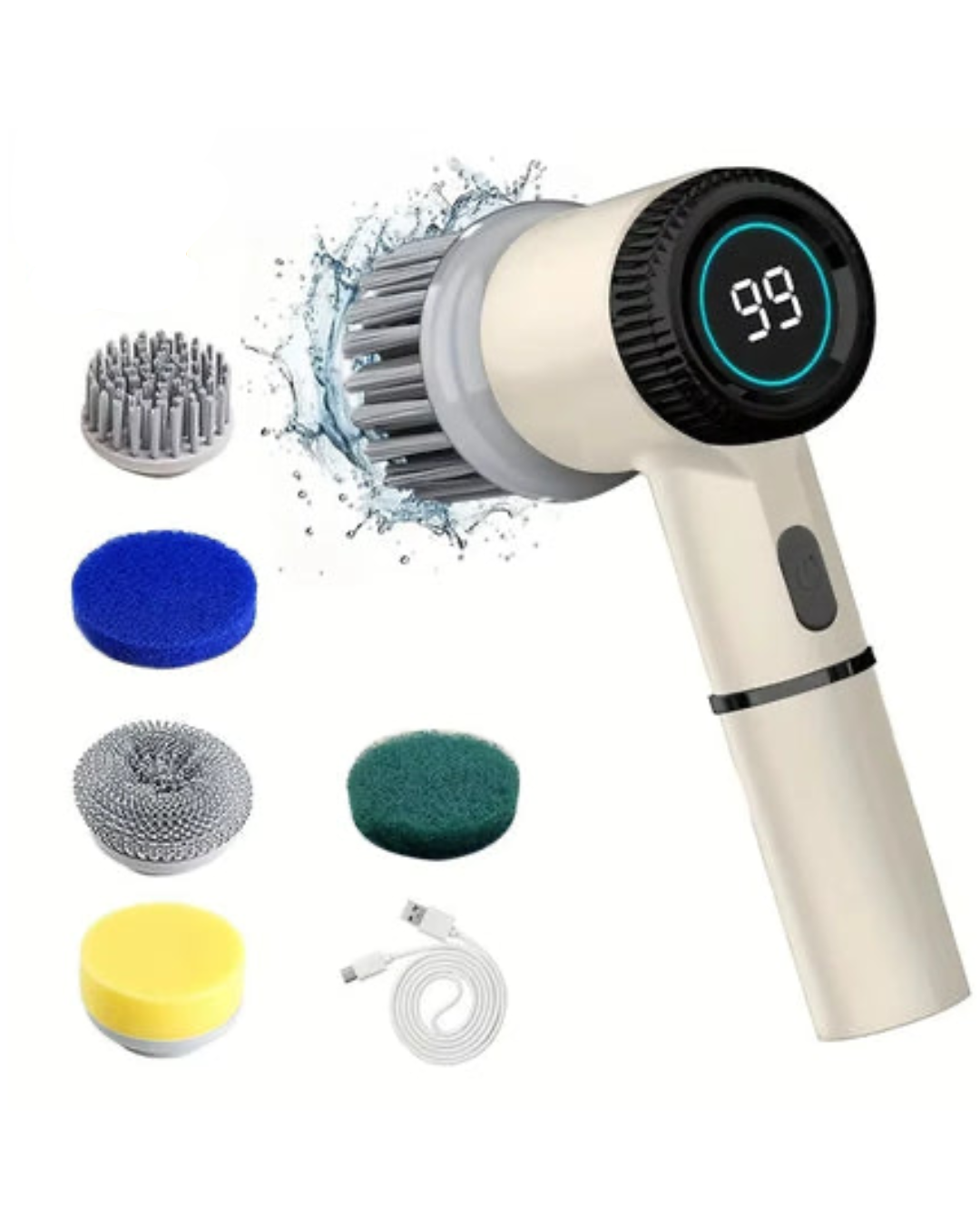 Electric Spin Scrubber 5 Heads LED Display