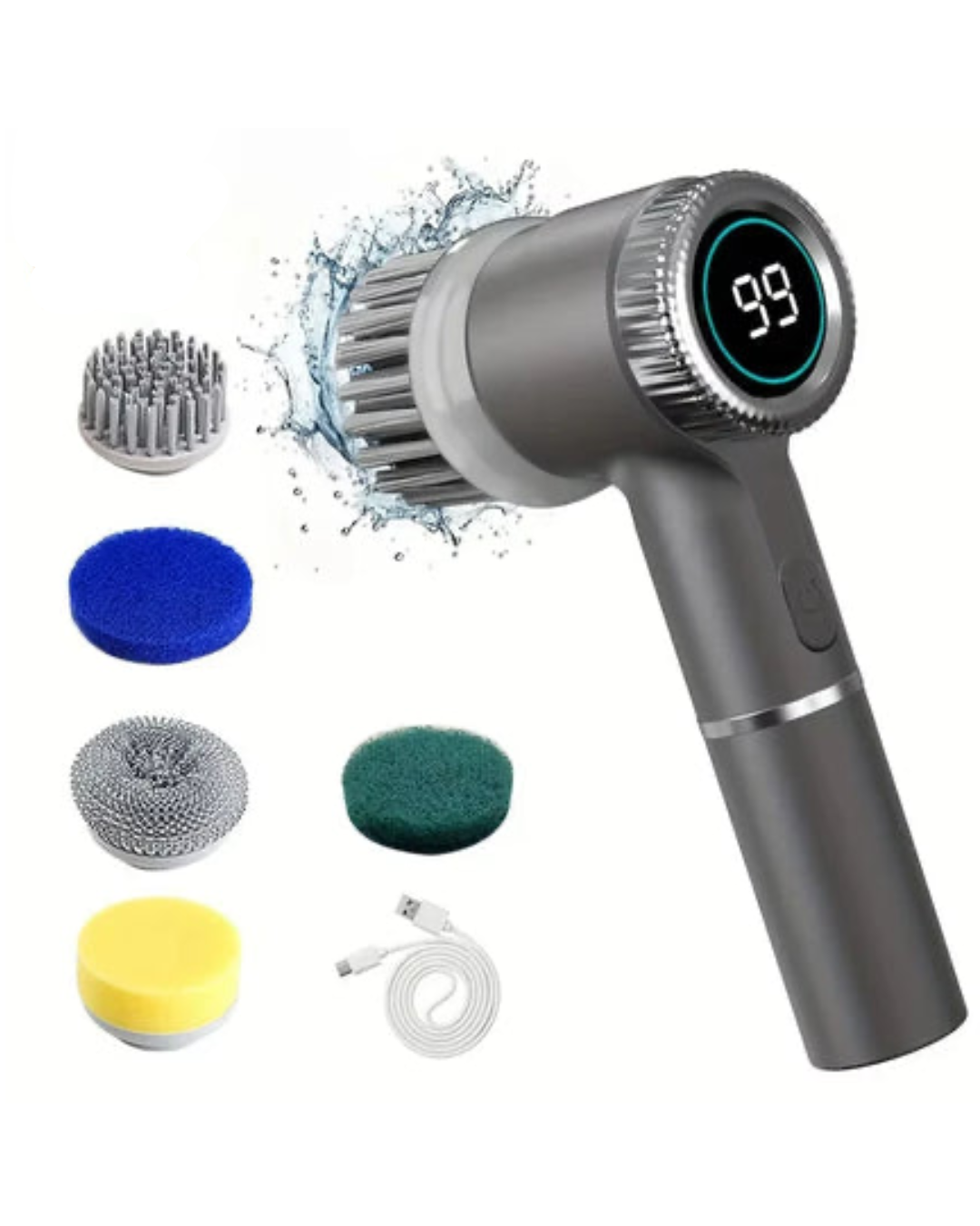 Electric Spin Scrubber 5 Heads LED Display